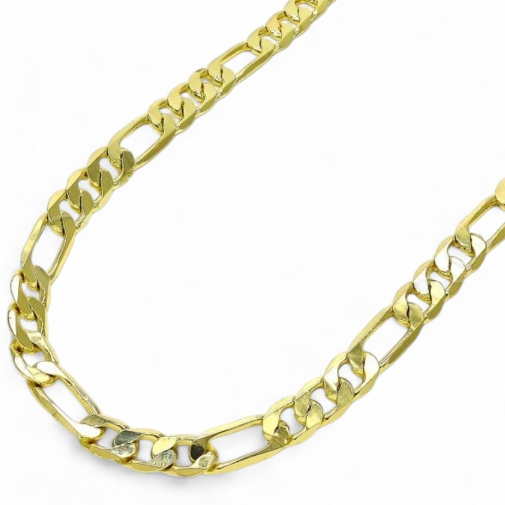 Figaro Chain 18k Gold Layered Chain Mens Necklace 22inch Gold - Picture 6 of 7